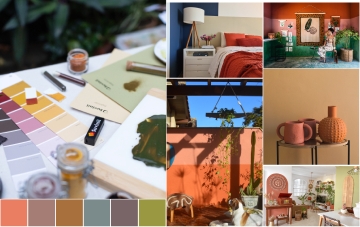 Conjunto de imagens com ambientes diversos e coloridos que representam a coleção do Brasil em Cores.