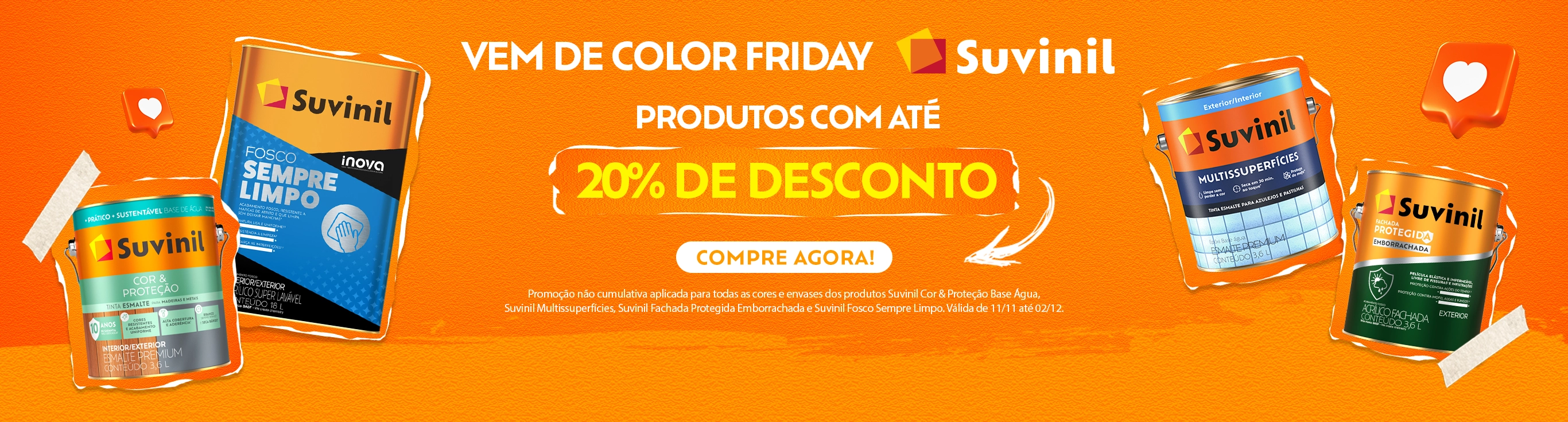 Color Friday Suvinil, Produtos com 20% de desconto